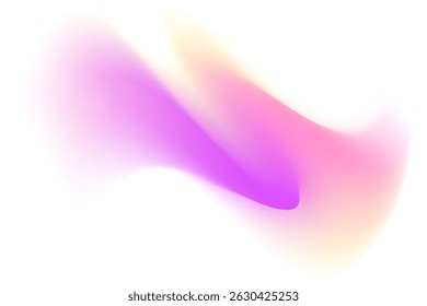 Pink, yellow blurry wave form, iridescent smooth gradient brush stroke isolated motion element, transparent background. Dream glow abstract dynamic watercolor shape.