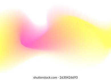 Pink, yellow blurry wave form, iridescent smooth gradient brush stroke isolated motion element, transparent background. Dream glow abstract dynamic watercolor shape.
