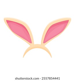 Pink and yellow bunny ears headband celebrating easter holiday, isolated on a white background