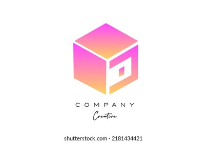 pink yellow C letter alphabet letter logo icon design. Creative cube design template for business and company