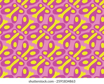 Pink and yellow, childish, girly,  cartoon, flowers, butterflies. Cute, nice, beautiful,  simple, flat. Summer,  spring. Seamless vector pattern for design and decoration. 