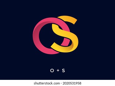 Pink and yellow color of OS initial letter design