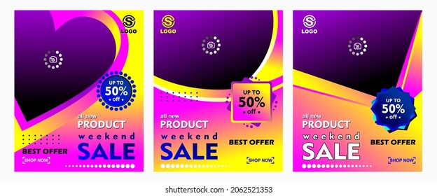 pink yellow color social media flyer set. social media banners for any business and everything. pink yellow color brochure flyer cover, vector template for social media. discount post template.