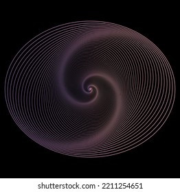 Pink and yellow colored hexagon spiral, line drawing on isolated black background, Abstract hexagon. Abstract background. Square portal. Geometric abstract grid. Vector illustration.
