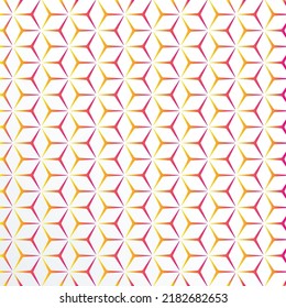 Pink and yellow cube line and white abstract background