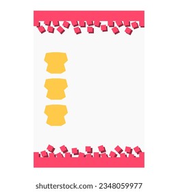 Pink and yellow decorative blank worksheet template. Pixel fade effect. Creative background for planner, notebook. Trendy sheet design. Empty printable poster page with customized copyspace