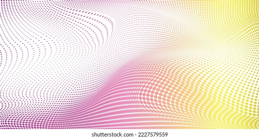 Onda rosa y amarilla de puntos y fondo blanco