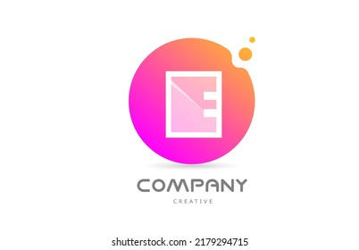 pink yellow dots E alphabet letter logo icon with transparency. Creative template for business