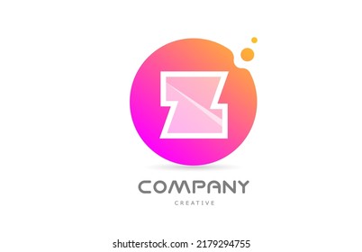 pink yellow dots Z alphabet letter logo icon with transparency. Creative template for business