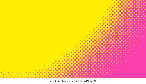 Pink yellow dotted background. Abstract polka dot background with halftone dots design. Gradient halftone pop art retro style comic. Vector illustration for sale banner. Eps 10.
