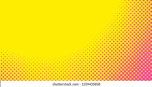 Pink yellow dotted background. Abstract polka dot background with halftone dots design. Gradient halftone pop art retro style comic. Vector illustration for sale banner. Eps 10.
