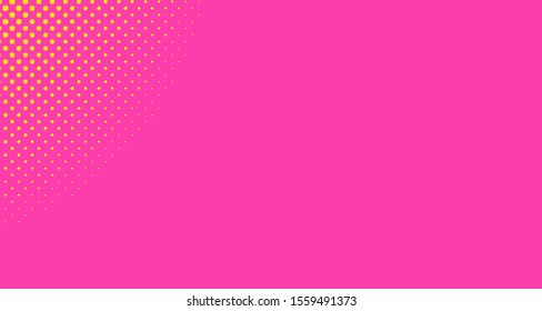 Pink yellow dotted background. Abstract polka dot background with halftone dots design. Gradient halftone pop art retro style comic. Vector illustration for sale banner. Eps 10.