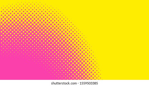 Pink yellow dotted background. Abstract polka dot background with halftone dots design. Gradient halftone pop art retro style comic. Vector illustration for sale banner. Eps 10.