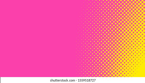Pink yellow dotted background. Abstract polka dot background with halftone dots design. Gradient halftone pop art retro style comic. Vector illustration for sale banner. Eps 10.