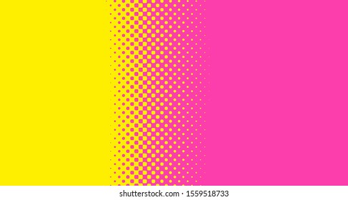 Pink yellow dotted background. Abstract polka dot background with halftone dots design. Gradient halftone pop art retro style comic. Vector illustration for sale banner. Eps 10.