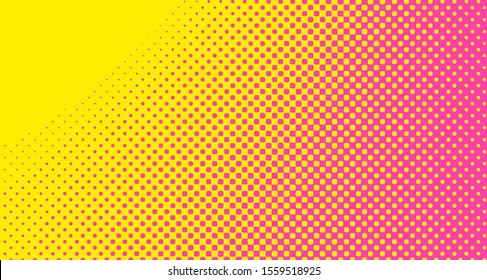Pink yellow dotted background. Abstract polka dot background with halftone dots design. Gradient halftone pop art retro style comic. Vector illustration for sale banner. Eps 10.