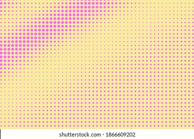 Pink and yellow dotted halftone vector background. Subtle halftone digital texture. Faded dotted gradient. Comic effect overlay. Retro dot pattern on transparent back. Graphic halftone perforated 