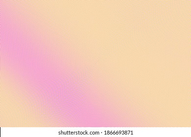 Pink and yellow dotted halftone vector background. Subtle halftone digital texture. Faded dotted gradient. Comic effect overlay. Retro dot pattern on transparent back. Graphic halftone perforated 