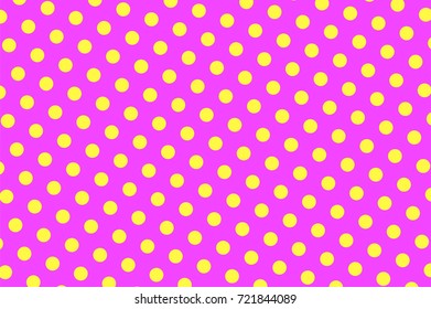 Pink yellow dotted halftone vector background. Playful color palette halftone banner template. Vintage circus invitation backdrop. Vivid dotted pattern. Big polka dot pattern. Pop art surface design