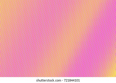 Pink yellow dotted halftone vector background. Playful color palette halftone banner template. Vintage circus invitation backdrop. Vivid dotted pattern. Striped dotted gradient. Pop art surface design