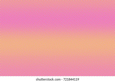 Pink yellow dotted halftone vector background. Playful color palette halftone banner template. Vintage circus invitation backdrop. Vivid dotted pattern. Cartoon dotted gradient. Pop art surface design