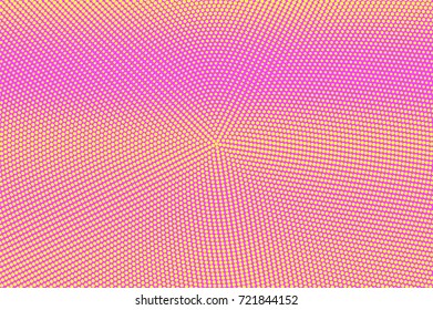 Pink yellow dotted halftone vector background. Playful color palette halftone banner template. Vintage circus invitation backdrop. Vivid dotted pattern. Smooth striped dotted gradient. Pop art design