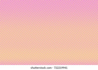 Pink and yellow dotted halftone vector background. Warm color halftone banner template. Vintage dotted pattern. Horizontal dotted gradient. Pop art surface design. Abstract halftone texture