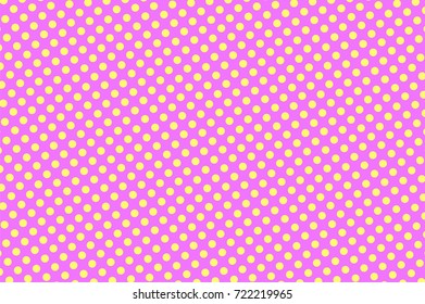 Pink and yellow dotted halftone vector background. Warm color halftone banner template. Vintage dotted pattern. Regular dotted ornament. Pop art surface design. Abstract halftone texture or wallpaper