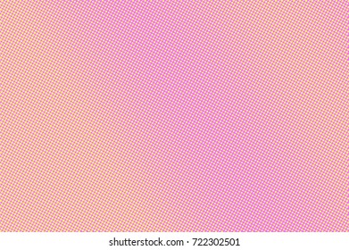 Pink and yellow dotted halftone vector background. Candy color halftone banner template. Vintage dotted pattern. Diagonal dotted gradient. Pop art surface design. Abstract vibrant halftone texture