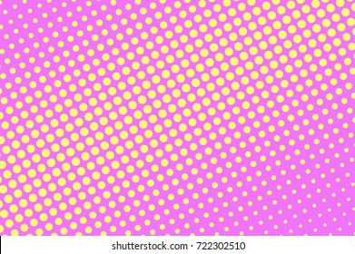 Pink and yellow dotted halftone vector background. Warm color halftone banner template. Vintage dotted pattern. Diagonal dotted gradient. Pop art surface design. Abstract vibrant halftone texture