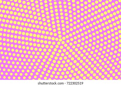 Pink and yellow dotted halftone vector background. Warm color halftone banner template. Vintage dotted pattern. Sparse dotted circle gradient. Pop art surface design. Abstract radial halftone texture