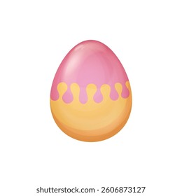 Pink and Yellow Easter Egg Vector with Abstract Wavy Pattern on a Smooth Surface isolated on white, Elegant Spring Holiday Design for Decorations and Creative Projects