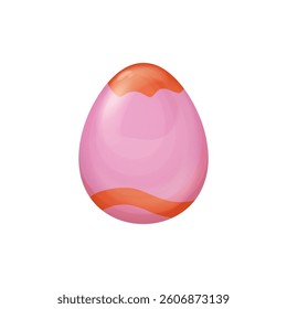 Pink and Yellow Easter Egg Vector with Abstract Wavy Pattern on a Smooth Surface isolated on white, Elegant Spring Holiday Design for Decorations and Creative Projects