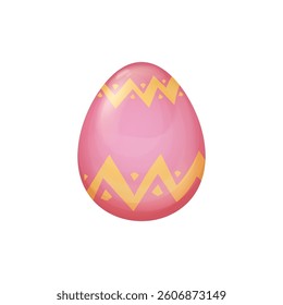 Pink and Yellow Easter Egg Vector with Abstract Wavy Pattern on a Smooth Surface isolated on white, Elegant Spring Holiday Design for Decorations and Creative Projects