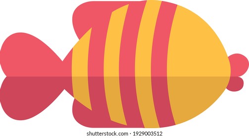 Pink and yellow fish, illustration, vector on white background.