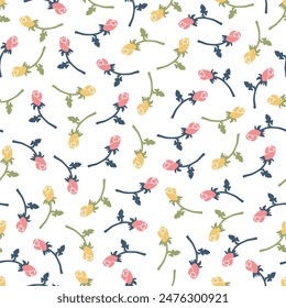 Pink and Yellow Floral Awaiting Blossom Pattern can be use for background and apparel design