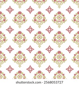 Pink and yellow floral Motif ethnic ikat seamless textile illutrion,embroidery,print striped,pattern Design for background,wrapping,sacrt,textile,rug,hand-draw,texture
