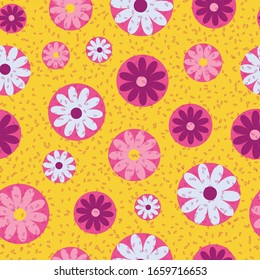 pink and yellow floral seamless vector pattern