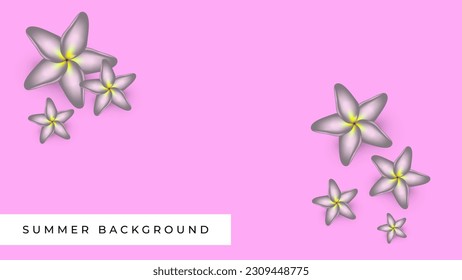 Pink and yellow flower background with realistic 3d style