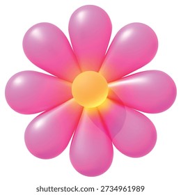 Pink and yellow flower. Realistic 3D rendering, isolated on a white background