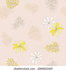 Pink Yellow Flower Seamless Pattern