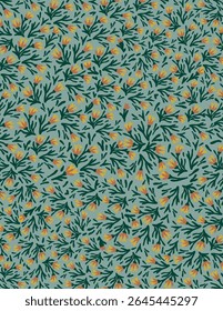 Pink yellow flowers with leaves on green background for branding, fabric print, wallpaper, social media post, doodle, notes, book covers, wall decor.