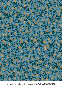 Pink yellow flowers and leaves patterns on green background for web banner, branding package, fabric print, wallpaper, social media post, doodle, notes, book covers, wall decor.