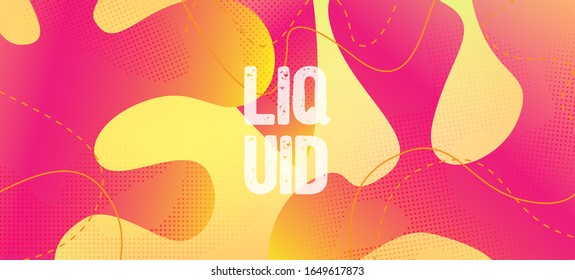 Pink Yellow Fluid Vector Banner. Futuristic Geometric Web Template. Waves Dynamic Illustration. Neon Trendy Vibrant Flyer Layout. Digital Fluid Landing Page. Organic Liquid Dynamic Elements.