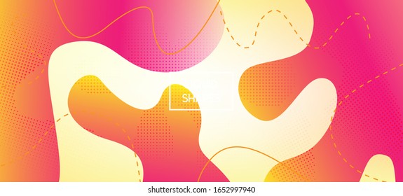 Cartel del vector de fluidos amarillo rosado. Plantilla De Tapa Abstracta Simple Glitch. Diseño Web geométrico iridiscente. Fondo dinámico fluido. Elementos dinámicos de ondas orgánicas. Página de Aterrizaje Digital Líquido.