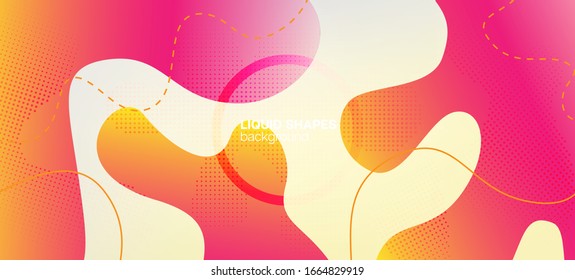 Cartel del vector de fluidos amarillo rosado. Diseño del volante de contraste digital Glitch. Página de Aterrizaje Digital de Líquidos. Diseño Web Geométrico Futurista. Ilustración dinámica líquida. Elementos dinámicos de ondas orgánicas.