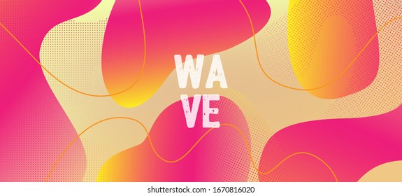 Pink Yellow Fluid Vector Banner. Digital Fluid Landing Page. Organic Waves Dynamic Elements. Technology Geometric Web Template. Liquid Dynamic Background. Neon Modern Vibrant Print Design.