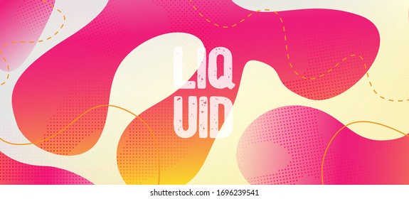 Cartel del vector de fluidos amarillo rosado. Plantilla de banner simple vibrante. Página de Aterrizaje Digital Líquido. Fondo dinámico fluido. Elementos dinámicos de ondas orgánicas. Diseño Web Geométrico Futurista.