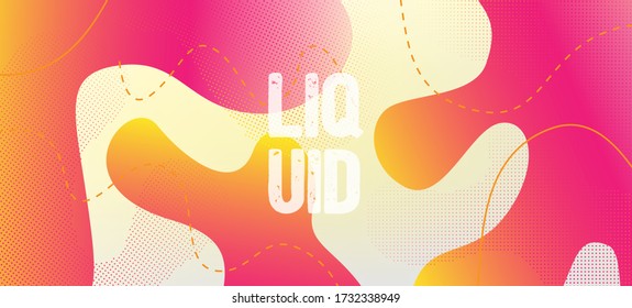 Pink Yellow Fluid Vector Banner. Iridescent Geometric Web Layout. Organic Waves Dynamic Elements. Digital Liquid Landing Page. Fluid Dynamic Illustration. Vivid Minimal Abstract Cover Design.