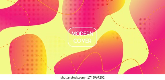Pink Yellow Fluid Vector Banner. Bright Simple Vibrant Flyer Design. Organic Waves Dynamic Elements. Futuristic Geometric Web Layout. Digital Liquid Landing Page. Fluid Dynamic Background.